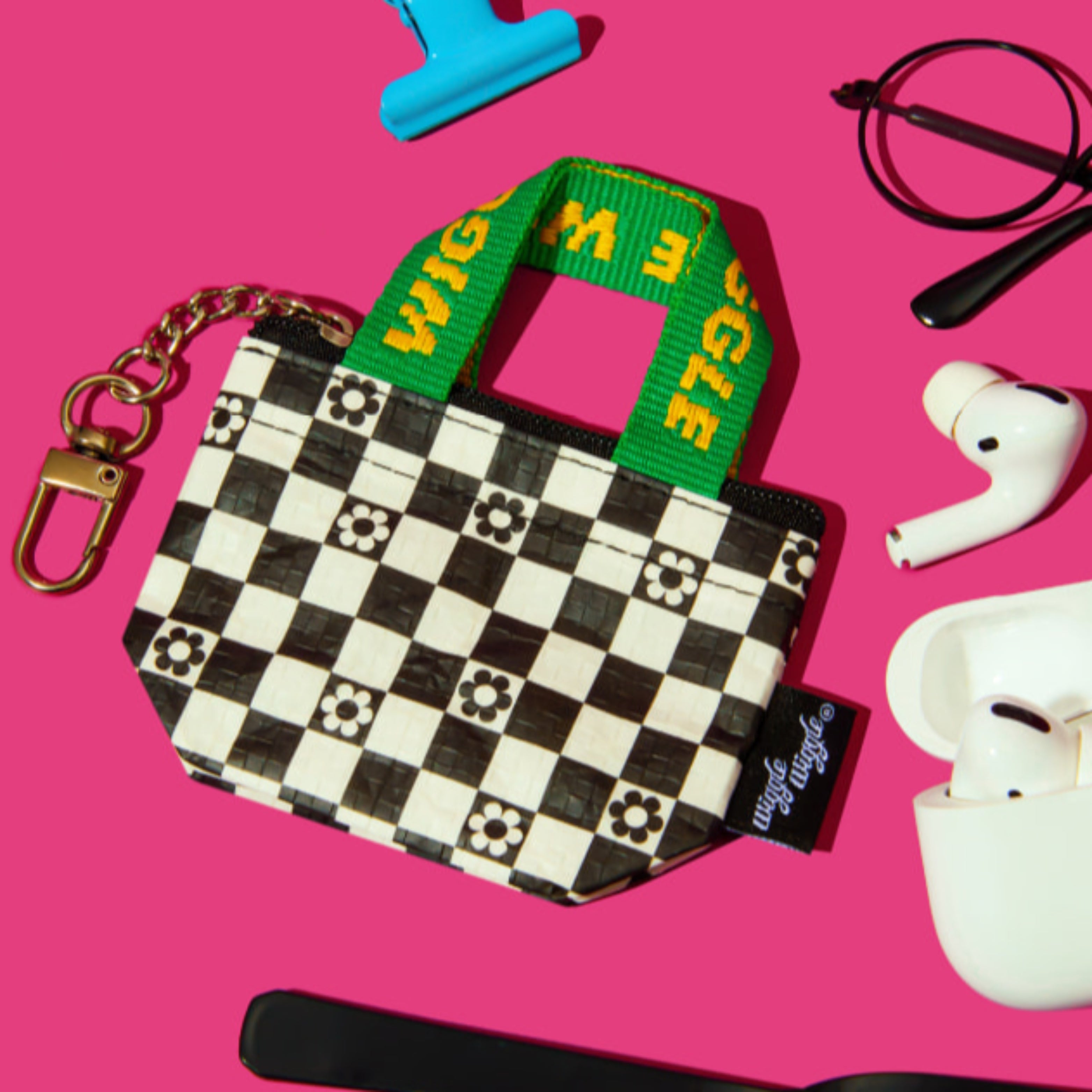 Mini Tarpaulin Bag Keyring - Checkerboard – Wiggle Wiggle Indonesia