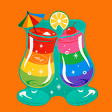 Big Size Beach Towel - Cocktail Party