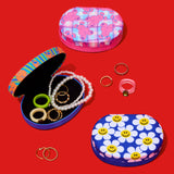 Round Jewelry Box - Check Bunny