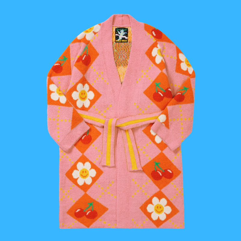 Lounge Robe - Smile Cherry Argyle