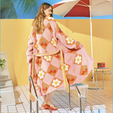 Lounge Robe - Smile Cherry Argyle