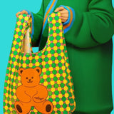 Picnic Bag - Retro Checkered Teddy Bear