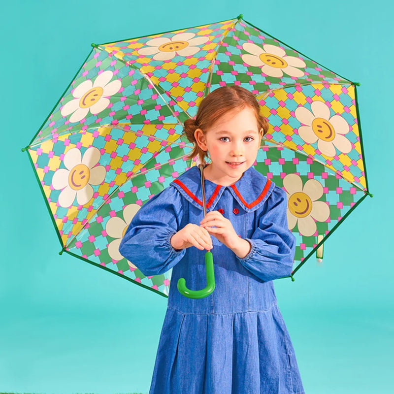 Kids Umbrella - Retro Checkered Smile