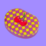 Round Jewelry Box - Retro Check Cherry