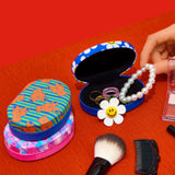Round Jewelry Box - Check Bunny