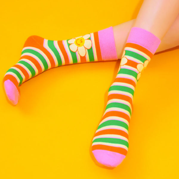 Pattern Socks - Smile Stripe Orange