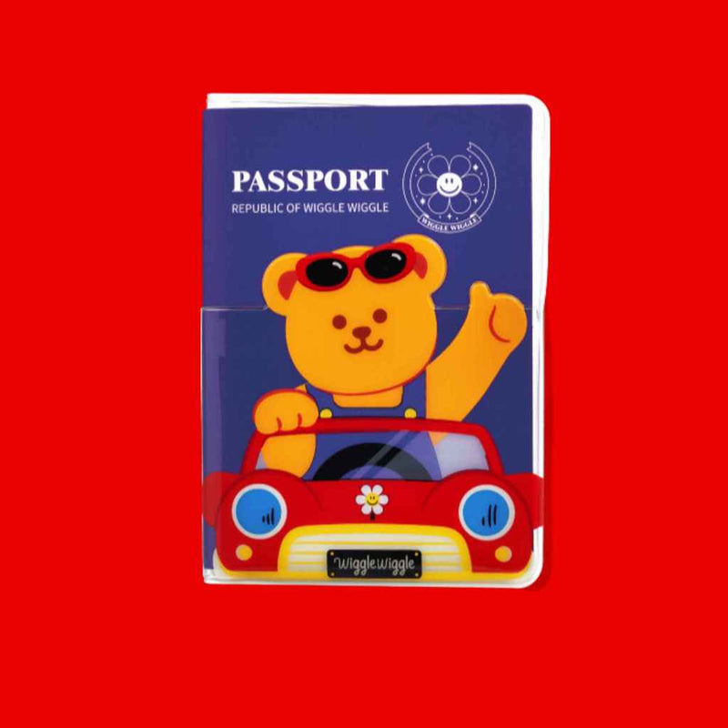 Pocket Passport Case - Driving Wiggle Bear