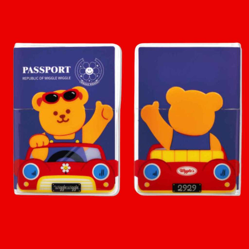 Pocket Passport Case - Driving Wiggle Bear